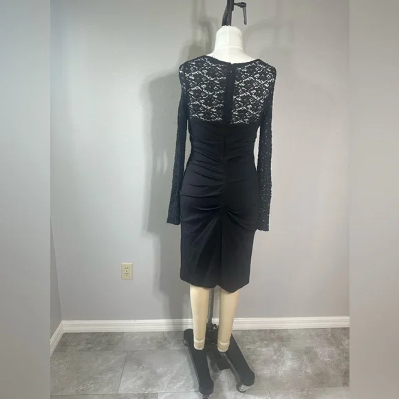 Nicole Miller Dress Size L Women's Black Casual Lace Stretch Party Weddi…